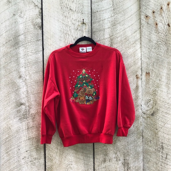 Nutcracker | red Christmas sweater w/ bears + tree - Picture 1 of 5